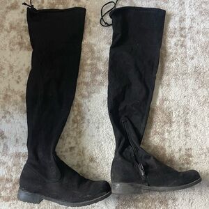Unisa Black Suede Over the Knee Boots